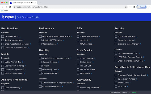 Web developer Checklist